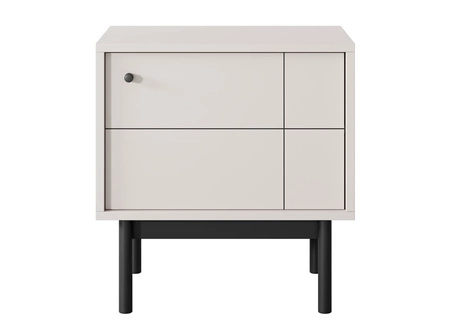 Noční skříňka Modesta béžová ideální pro ložnicový set na vysokých dřevěných nohách jemné barvy