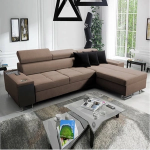 Rohová rozkládací pohovka Dafni světle hnědá pravá strana pletená pohodlí a funkčnost při každodenním odpočinku