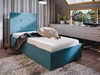 Čalouněná postel Bejar 90x200 modrá s moderním čelem ideální do pokoje pro mladé nebo malé ložnice