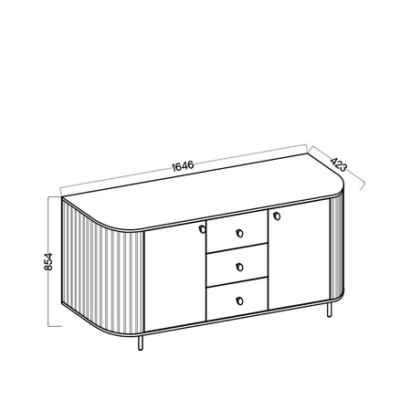 Nábytková sestava Ovalio dub cremona Stylová závěsná skříňka do obývacího pokoje Skříňky neobvyklého oválného tvaru zdobené pečlivým frézováním