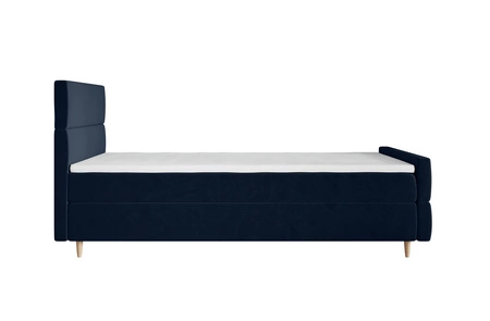 Kontinentální postel Benet 120x200 v moderním skandinávském stylu s čalouněným čelem a nohou postele s úložným boxem