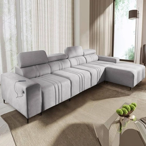 Rohová sedací souprava s funkcí spaní Castel XII šedý jasan pravý roh Stylová a pohodlná rohová sedací souprava do obývacího pokoje funkční polohovatelné opěrky hlavy