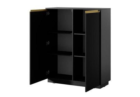 Stylová nástěnná skříňka s frézovanými čely a elegantními úchytkami v barvě broušeného zlata Imperial black furniture set