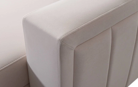 Rohová sedací souprava s funkcí spaní Savona arctic blue / white pravá elegantní rohová sedací souprava s nastavitelnými opěrkami hlavy dekorativní prošívání