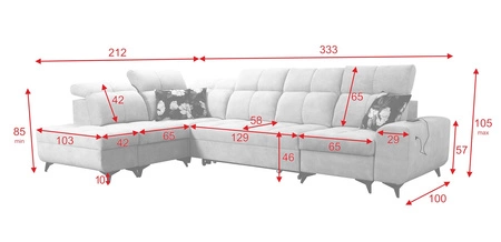 Rohová sedací souprava s funkcí spaní Buffalo XI medová levá stylová rohová sedací souprava se třemi přihrádkami na lůžkoviny velurová tkanina