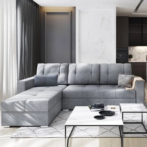 Levá rohová sedací souprava Aldo v šedém jasanu s funkcí spaní zaručuje nejvyšší pohodlí a funkčnost