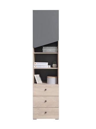 Sada nábytku Dzeta dub / antracit ideální do dětského pokoje nebo pokoje pro mladé v módním stylu