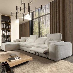 Rohová sedací souprava s funkcí spaní Viano XII Lux krémová levotočivá designová rohová sedací souprava do obývacího pokoje s pohodlným výsuvným podnožníkem