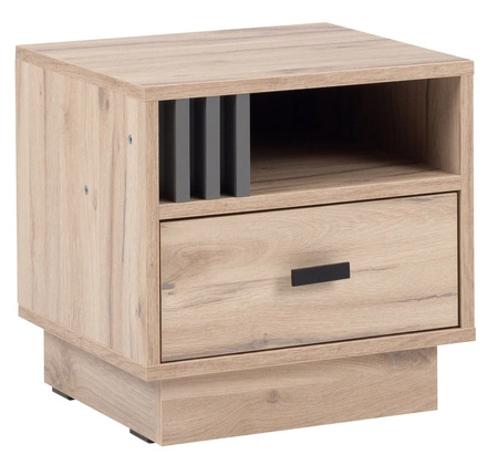 Noční stolek se zásuvkou Estan dub světlý / antracit je funkční kus nábytku v nadčasovém designu ideální noční stolek do ložnice 