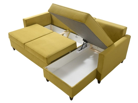 Rohová sedací souprava s funkcí spaní Terni hnědá pravý roh praktická a funkční, vybavená prostornými nádobami na lůžkoviny