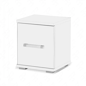 Noční stolek Maximus bílý funkční kus nábytku do ložnice nebo do pokoje teenagera lemovaný speciální dýhou