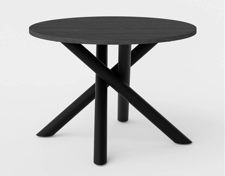 Kulatý stůl Lyon 110 cm portlandský jasan / černý designový jídelní stůl kovové pavoučí nohy výškově nastavitelné