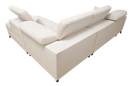 Rohová sedací souprava s funkcí spaní Penejos VII béžová pravostranná stylová rohová sedací souprava s úložným prostorem na lůžkoviny pohodlné polohovatelné opěrky hlavy