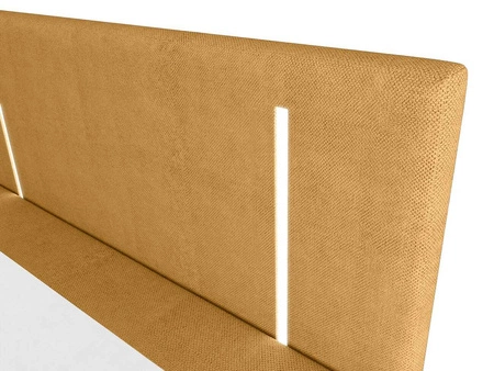 Kontinentální postel Norco 160x200 žlutá stylová postel s úložným boxem osvětlení v čele postele dodává jedinečný nádech