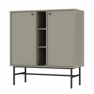 Komoda Kioto III 100 cm eukalyptus moderní design praktické police černé úchyty kovový rám