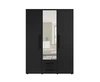 Zrcadlová šatní skříň Maxione 150 cm černá funkční šatní skříň do ložnice, pokoje pro mládež nebo předsíně obohacená o zásuvky