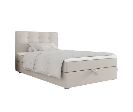 Kontinentální postel Flint 100x200 béžová v moderním skandinávském stylu s čalouněným čelem postele s úložným boxem