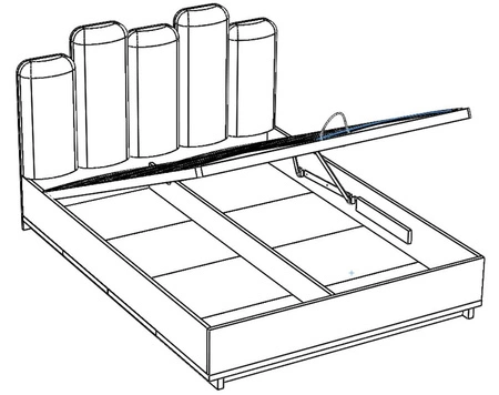 Postel Simi 160x200 cm s úložným prostorem na lůžkoviny dub artisan / černá ideální postel do ložnice ABS hrany designové čalouněné čelo postele