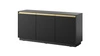 Komoda Imperial 154 cm černá moderní design elegantní komoda s frézovanými čely a kartáčovanými zlatými úchyty