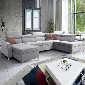 Rohová pohovka s funkcí spaní Rava VI šedý jasan levá Praktická a moderní rohová pohovka vybavená multifunkční lampou