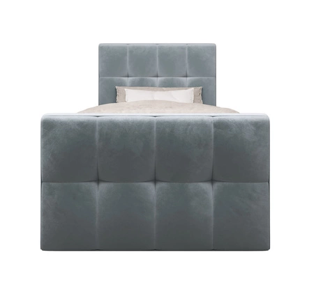 Kontinentální postel Manhattan 100x200 tyrkysová v moderním skandinávském stylu s čalouněným čelem a nohou postele s úložným boxem