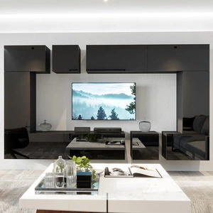 Nástěnná skříňka Larisa černá / černý lesk Mimořádně stylová nástěnná skříňka Jednoduché kusy nábytku, které se hodí do každého interiéru