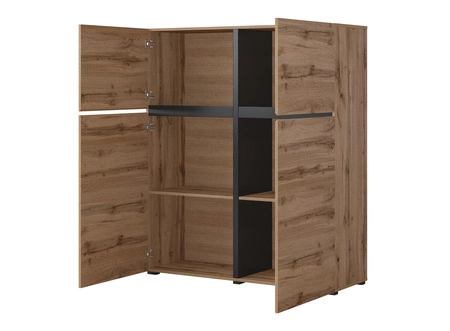 Vysoká komoda Cross 119 cm dub wotan moderní design ideální do obývacího pokoje ložnice nebo kanceláře jednoduchá forma