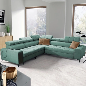 Rohová sedací souprava s funkcí spaní Bolmso III mint levá rohová sedací souprava s kontejnery na lůžkoviny s plnovýsuvnou zásuvkou v boku nábytku