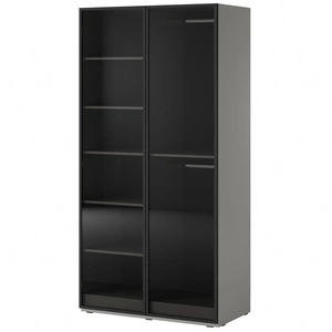 Šatní skříň Sandbox 101 cm šedá elegantní a funkční šatní skříň se skleněnými předěly kus nábytku z modulární kolekce šatních skříní antisol glass