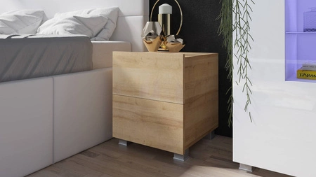 Noční stolek se zásuvkami Apulia dub zlatý s možností zavěšení minimalistický design jednoduchý tvar ideální stolek do ložnice 