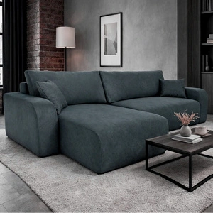 Rohová pohovka s funkcí spaní Fiesta XL tmavě šedá univerzální rohová pohovka s úložným prostorem na lůžkoviny měkká plyšová tkanina
