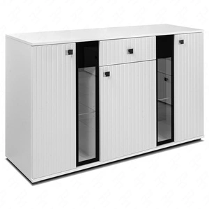 Komoda se zásuvkou Senja 140 cm bílá elegantní design dekorativní drážkované čelo s kovovou rukojetí