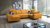 Rohová sedací souprava Buffalo IV s funkcí spaní žlutá levá stylová rohová sedací souprava se dvěma lůžkovinami velurová tkanina