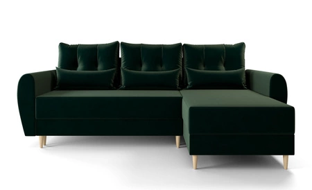 Rohová sedací souprava s funkcí spaní Rovigo bottle green right elegantní rohová sedací souprava ve skandinávském designu velká přihrádka na lůžkoviny