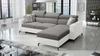 Rohová sedací souprava s funkcí spaní Savona šedá / bílá pravá elegantní rohová sedací souprava s nastavitelnými opěrkami hlavy dekorativní prošívání