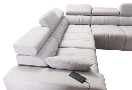 Rohová pohovka s funkcí spaní Castel III Lux šedý jasan levá extrémně pohodlná rohová pohovka do obývacího pokoje s výsuvnou podnožkou