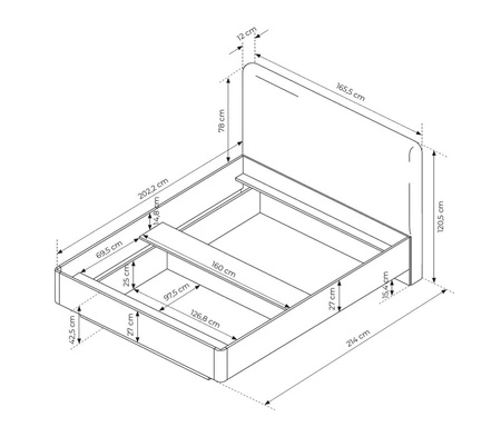 Ložnicová sestava nábytku Lante béžová Stylový nábytek s moderním designem Žlábkovaná čela Originální zaoblený tvar nábytkových dílů