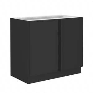 Rohová kuchyňská linka černá 105 ND 1F BB pravá kovová hrana úchytky skříňka odolná proti vlhkosti a poškození