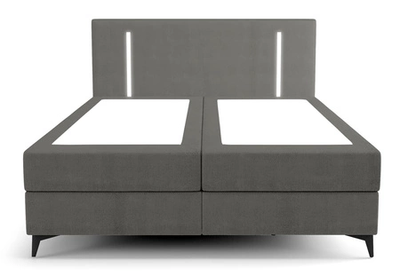 Kontinentální postel Norco 160x200 šedá stylová postel s úložným boxem osvětlení v čele postele dodává jedinečný nádech