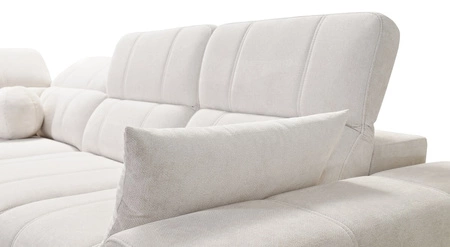 Rohová pohovka s funkcí spaní Penejos VI světle šedá pravostranná stylová rohová pohovka se dvěma lůžkovinami odolná látka