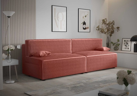 Rozkládací pohovka Brandon XL Indická růžová moderní design a široká funkčnost trojrozměrné tkaniny s výraznými pruhy