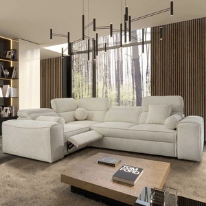 Rohová sedací souprava s funkcí spaní Viano II Lux krémová levostranná designová rohová sedací souprava do obývacího pokoje s pohodlným výsuvným podnožníkem