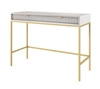 Konzola Lovro šedá se zásuvkami stylový a funkční nábytek do předsíně, obývacího pokoje nebo kanceláře, rám ve zlaté barvě