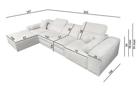Rohová sedací souprava s funkcí spaní Viano XII zelená levá strana stylová rohová sedací souprava se zajímavým tvarem nastavitelné opěrky hlavy dekorativní polštáře