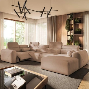 Rohová pohovka s funkcí spaní Cantare IV Lux lososová pravá Pečlivě zpracovaná rohová sedačka do obývacího pokoje se zvedací opěrkou nohou