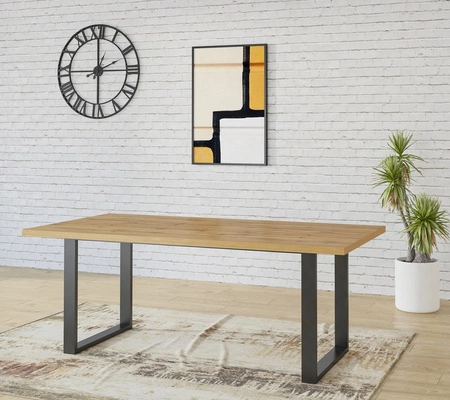 Stůl Halle 100x200 cm dub wotan stylový design stabilní konstrukce skvělý pro obývací pokoj jídelnu a obývací pokoj