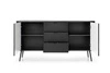 Černá komoda Zoya 168 cm elegantní design oválný tvar na kovových nohách vkusné rýhované čelo