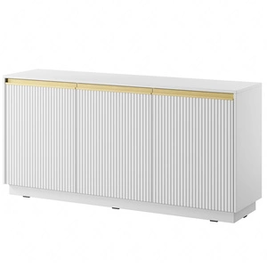 Komoda Imperial 154 cm bílá moderní design elegantní komoda s frézovanými čely a kartáčovanými zlatými úchyty