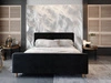Čalouněná postel Isara 160x200 černá s úložným prostorem v moderním skandinávském stylu s výrazným čelem a podnožkou
