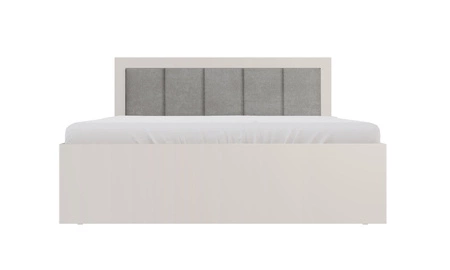 Postel Caspe 160x200 cm béžová s kontejnerem ideální postel do ložnice s částečně čalouněným čelem